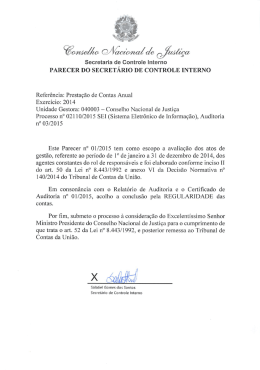 Parecer do Órgão de Controle Interno