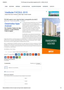 Jornal Dia Dia - TCE-MS apoia com Liga do Bem campanha da AACC