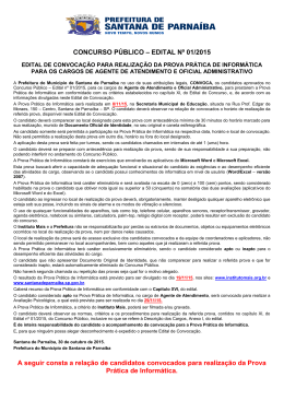 Edital de Convoca&ccedil;&atilde;o para Realiza&ccedil;&atilde;o da Prova