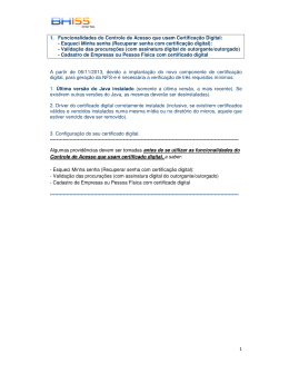1 1. Funcionalidades do Controle de Acesso que usam Certifica&ccedil;&atilde;o