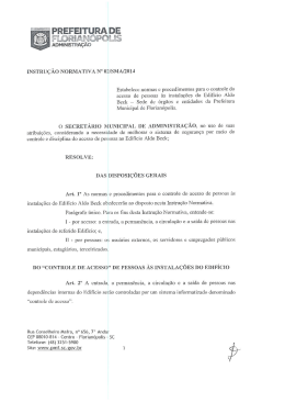 IN 002/SMA/2014 Normas para controle do acesso ao Ed. Aldo Beck