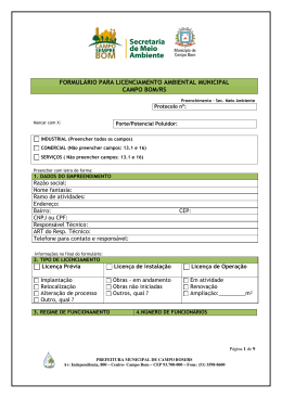 formul&aacute;rio para licenciamento ambiental municipal campo bom/rs