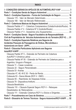 &Iacute;NDICE I - CONDI&Ccedil;&Otilde;ES GERAIS DA AP&Oacute;LICE