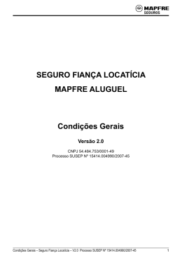 SEGURO FIAN&Ccedil;A LOCAT&Iacute;CIA MAPFRE ALUGUEL Condi&ccedil;&otilde;es Gerais