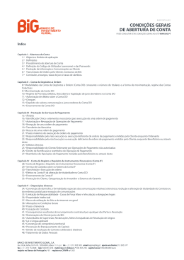 CONDI&Ccedil;&Otilde;ES GERAIS DE ABERTURA DE CONTA