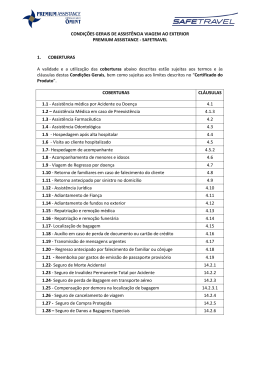 CONDI&Ccedil;&Otilde;ES GERAIS DE ASSIST&Ecirc;NCIA VIAGEM AO