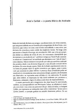 Ariel X Calib&atilde;: o poeta M&aacute;rio de Andrade