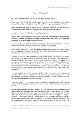 http://www.blogdocallcenter.com 1 Voc&ecirc; odeia din&acirc;micas? Qual o