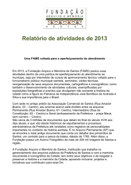 Relatório de atividades de 2013 - Fundação Arquivo e Memória de