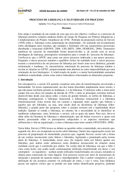 1 PROCESSO DE LIDERAN&Ccedil;A E MATURIDADE EM