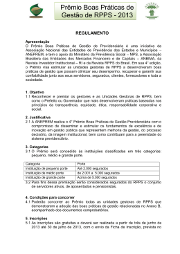 Pr&ecirc;mio Boas Pr&aacute;ticas de Gest&atilde;o de RPPS - 2013