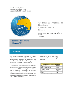 40&ordf; Etapa do Programa de Fiscaliza&ccedil;&atilde;o a partir de Sorteios P&uacute;blicos