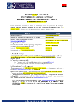 INSCRI&Ccedil;&Otilde;ES ABERTAS AT&Eacute; 13 DE JULHO DE 2007
