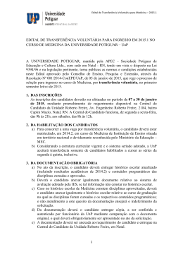 Edital de Transfer&ecirc;ncia &ndash; Medicina 2015.1