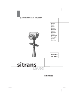 SITRANS LR460 Quick Start Manual