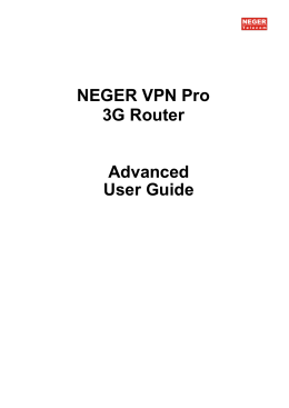 NEGER VPN Pro 3G Router Advanced User Guide