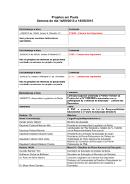 Projetos em Pauta Semana do dia 14/09/2015 a 18/09/2015