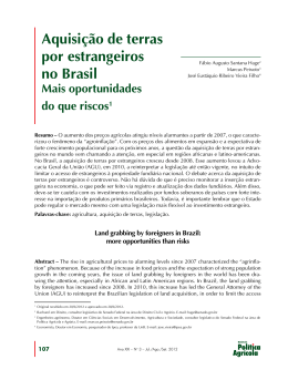 Aquisi&ccedil;&atilde;o de terras por estrangeiros no Brasil