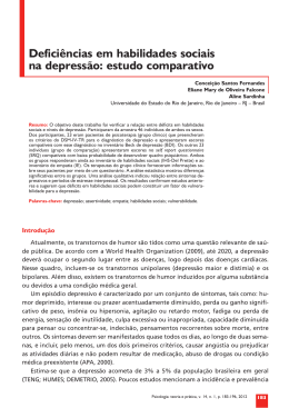 Defici&ecirc;ncias em habilidades sociais na depress&atilde;o