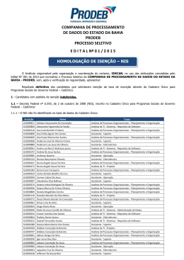 companhia de processamento de dados do estado da bahia prodeb