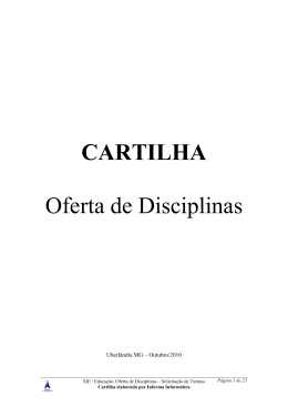 Oferta de Disciplinas - SIE - Universidade Federal de Uberlândia