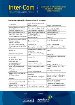 Empresas participantes de edi&ccedil;&otilde;es anteriores do Inter - Apex