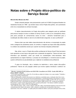 Notas sobre o Projeto ético-político do Serviço Social