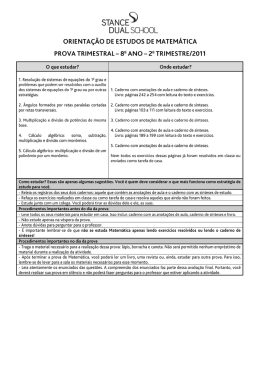 ORIENTAÇÃO DE ESTUDOS DE MATEMÁTICA