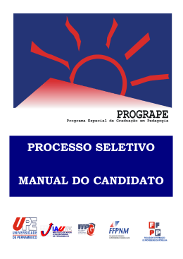 PROCESSO SELETIVO MANUAL DO CANDIDATO