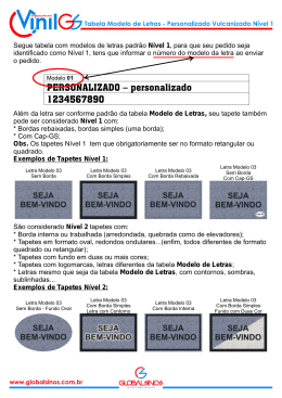 Segue tabela com modelos de letras padrão Nível 1