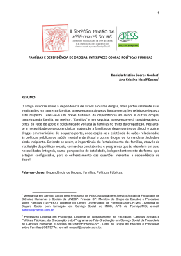 Fam&iacute;lias e Depend&ecirc;ncia de Drogas Interfaces Com as - cress-mg
