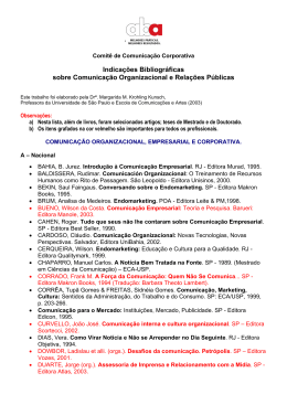Indica&ccedil;&otilde;es Bibliogr&aacute;ficas sobre Comunica&ccedil;&atilde;o Organizacional e