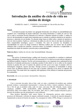 Introdu&ccedil;&atilde;o da an&aacute;lise do ciclo de vida no ensino