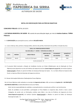 Edital de Convoca&ccedil;&atilde;o para as provas Objetivas