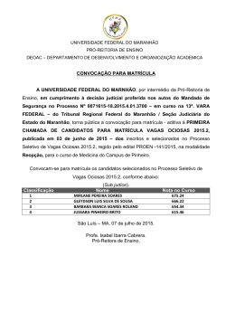 convocação para matrícula - Universidade Federal do Maranhão