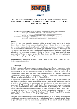 an&aacute;lise socioecon&ocirc;mica e produtiva da regi&atilde;o centro-oeste