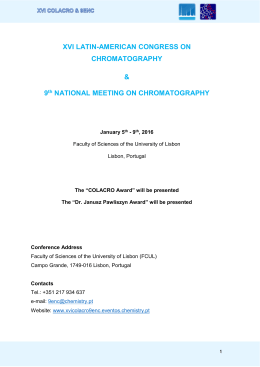 XVI LATIN-AMERICAN CONGRESS ON CHROMATOGRAPHY