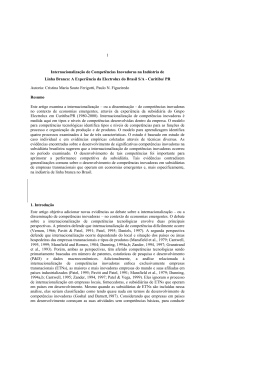 Internacionaliza&ccedil;&atilde;o de Compet&ecirc;ncias Inovadoras na