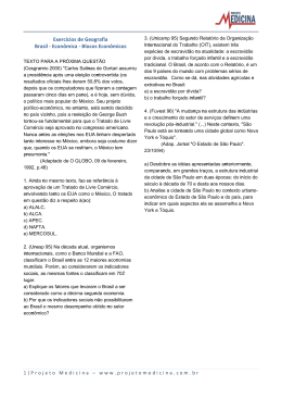 Exercícios de Geografia Brasil - Econômica