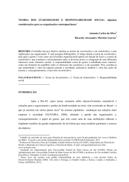 TEORIA DOS STAKEHOLDERS E RESPONSABILIDADE SOCIAL