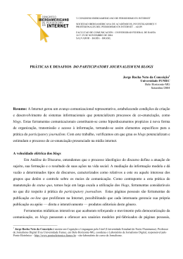 Pr&aacute;ticas e desafios do participatory journalism em blogs