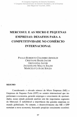 mercosul e as micro e empresas - Universidad Argentina de la