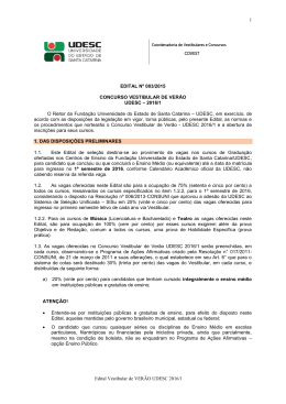 1 Edital Vestibular de VER&Atilde;O UDESC 2016/1 COVEST