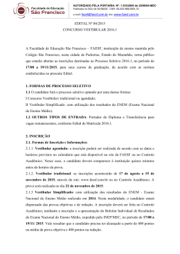 EDITAL Nº 04/2015 CONCURSO VESTIBULAR 2016.1 A