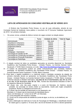 lista de aprovados do concurso vestibular de ver&atilde;o 2015