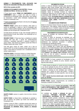 NORMAS E PROCEDIMENTOS PARA APLICAÇÃO DAS PROVAS