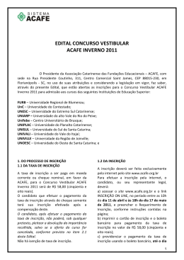 EDITAL CONCURSO VESTIBULAR ACAFE INVERNO 2011