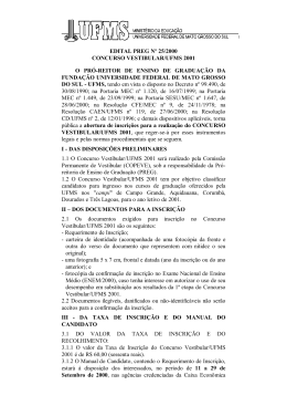 edital preg n&ordm; 25/2000 concurso vestibular/ufms 2001 o