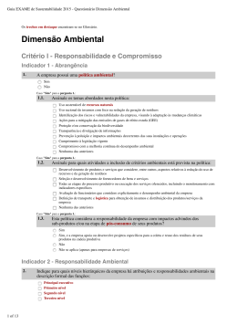 Question&aacute;rio Dimens&atilde;o Ambiental - Guia EXAME de Sustentabilidade