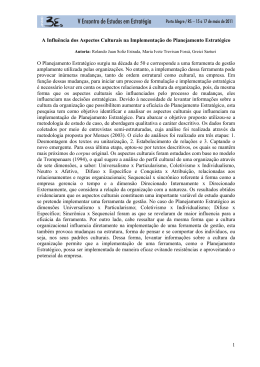 1 A Influ&ecirc;ncia dos Aspectos Culturais na Implementa&ccedil;&atilde;o do